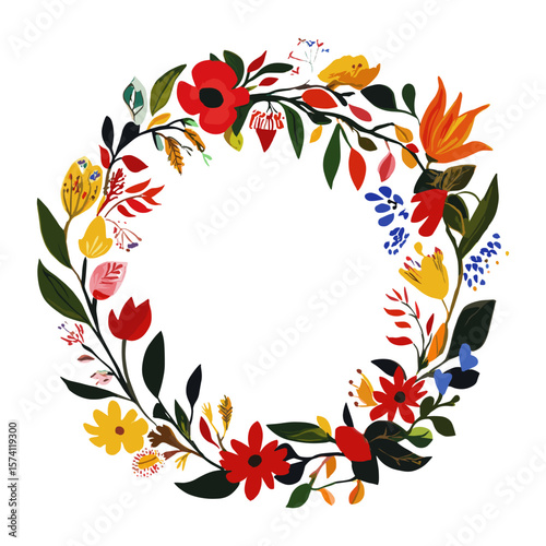 Maxican folk flowers art illustration decorative botanical vector