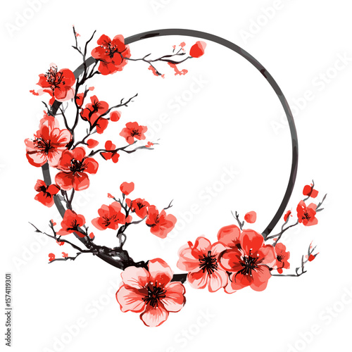 Chinese folk art pattern illustration blossoms flowers vector