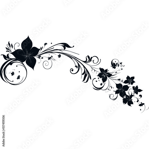 Line invitation border patterns floral black vector