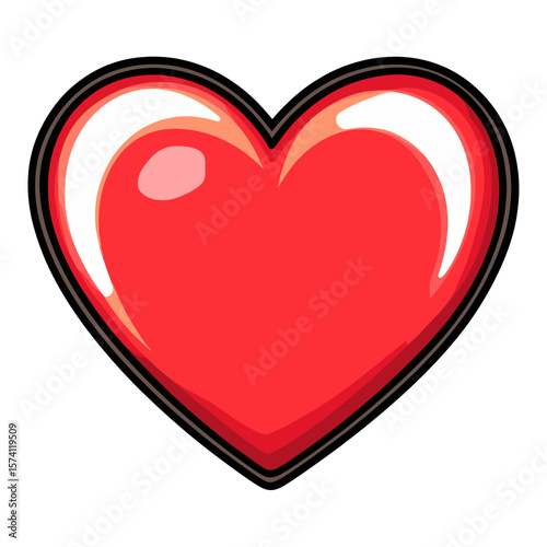 Red heart icon illustration valentine glossy vector