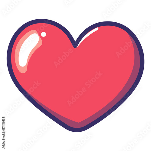 Red heart icon illustration cartoon glossy vector