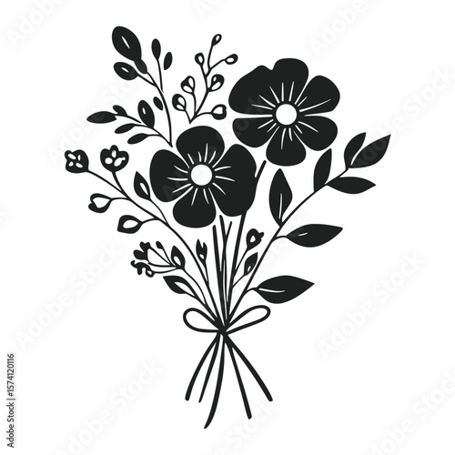 Art illustration bouquet black vector