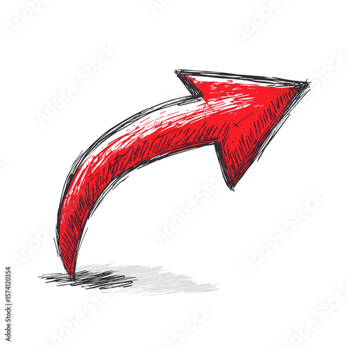 Red curved arrow illustration symbol directional vector