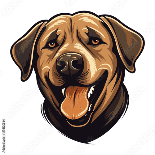 Labrador dog head retro logo illustration animal happy vector