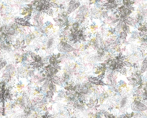 Fototapeta Naklejka Na Ścianę i Meble -  watercolour flower textures pattern on white background