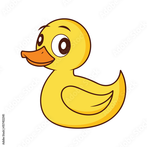 Sweet Cartoon Duck with Yellow Feathers and Orange Beak