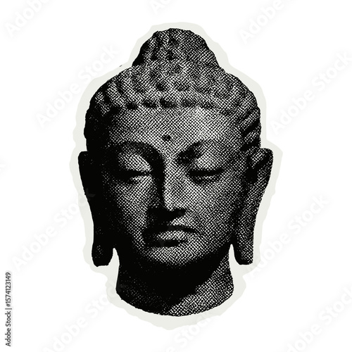 Buddha head vintage illustration  vector
