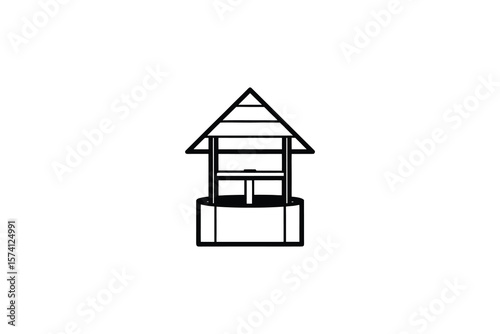 Simple Silhouette of a Rustic Well House silhouette