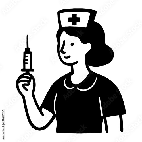 Nurse holding syringe illustration vector