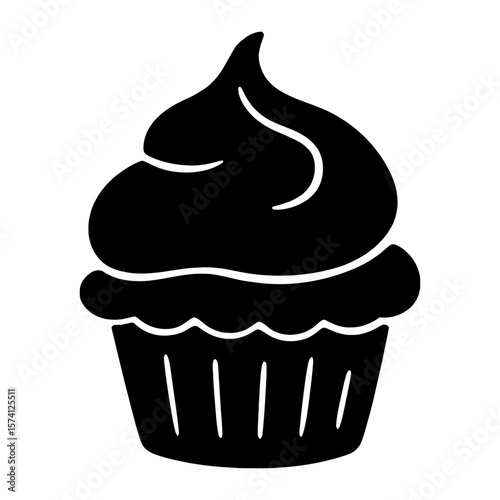 Minimalist cupcake silhouette design vector