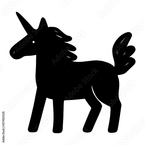 Silhouette mythical unicorn illustration vector