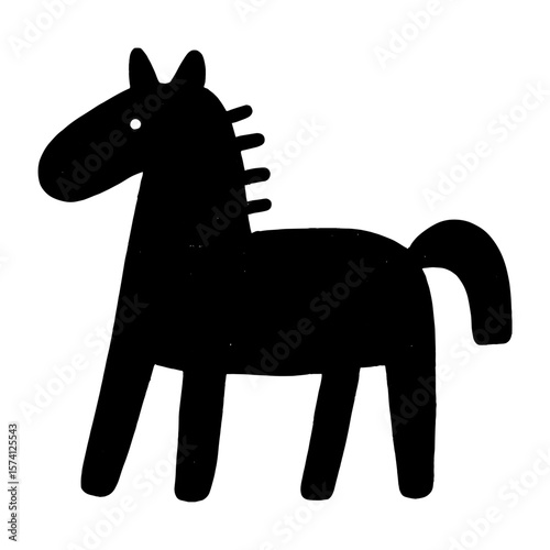 Minimalist black horse silhouette illustration vector