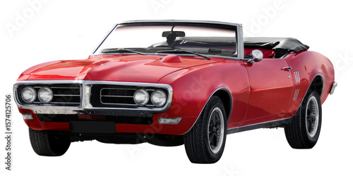 60s vintage American car isolated on transparent background