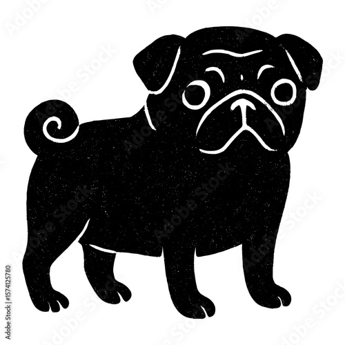 Charming black pug illustration vector