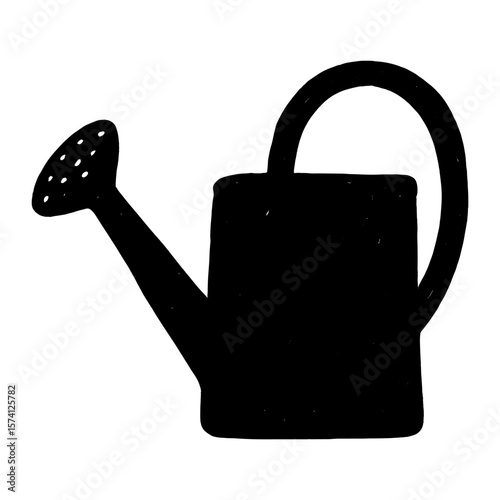Minimalist black watering can silhouette vector