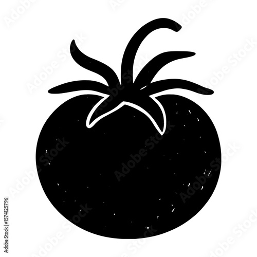Minimalist black tomato illustration vector