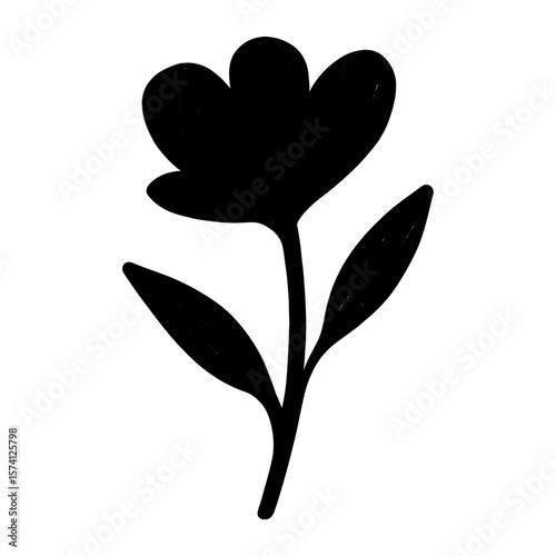 Minimalist black floral silhouette vector