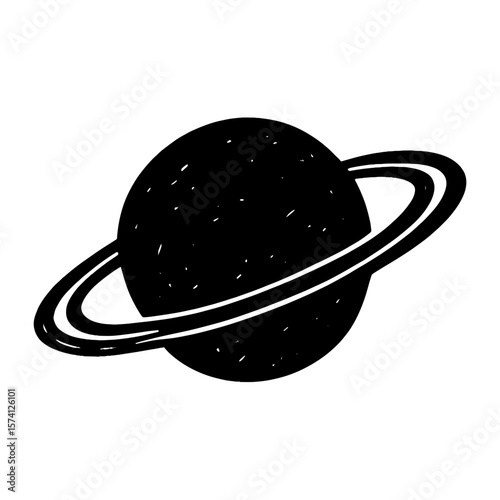 Saturn silhouette with surrounding rings vector