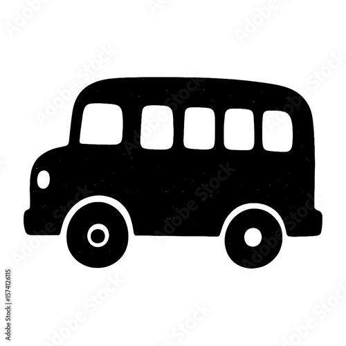Simple black school bus silhouette vector