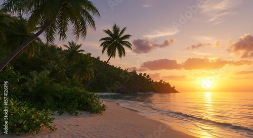 sunset over the beach