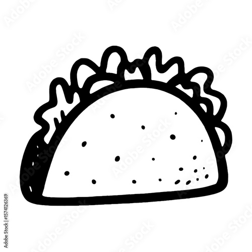 Hand-drawn taco outline illustration vector