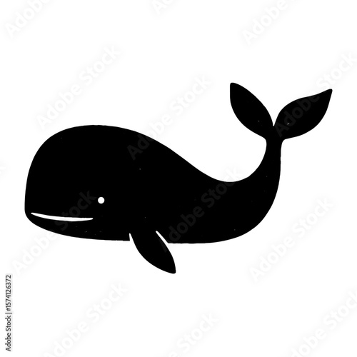 Minimalist black whale silhouette illustration vector