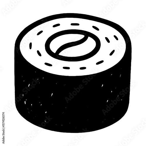 Minimalist sushi roll icon vector