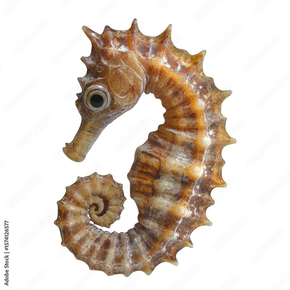 Fototapeta premium A small brown and white sea creature with a long, curved body