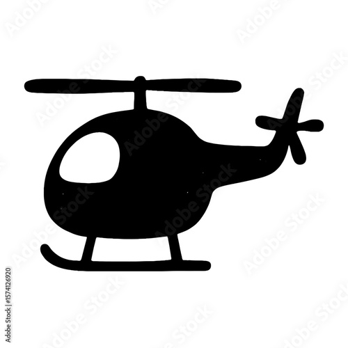 Simple black helicopter silhouette vector