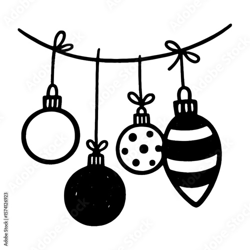 Festive hanging Christmas ornaments illustration vector