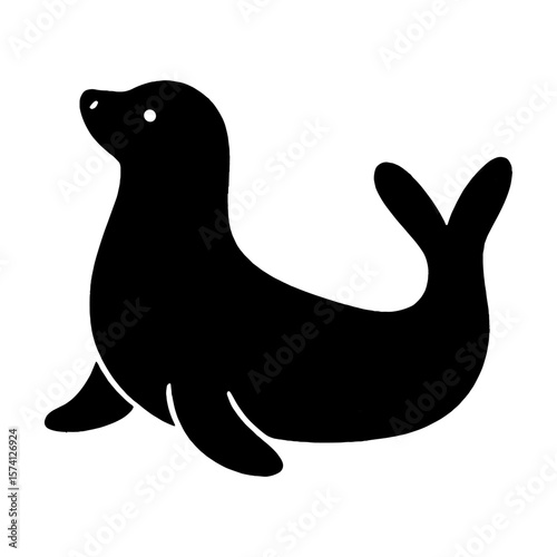 Silhouette seal aquatic mammal vector