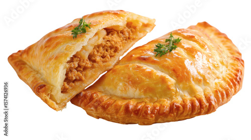 Empadinha, traditional Brazilian savory pie snack, isolated on transparent 