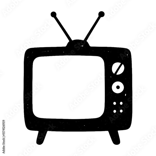 Retro television silhouette illustration vector