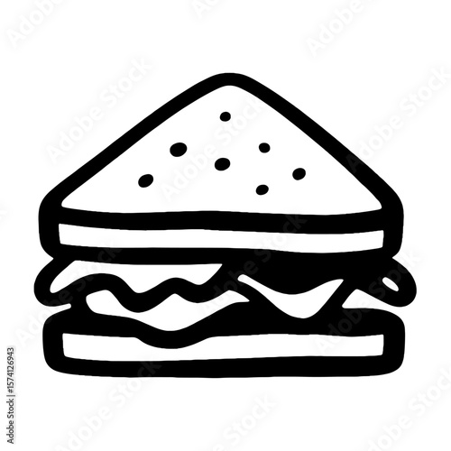 Simple sandwich line art illustration vector