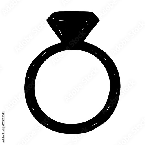 Elegant diamond ring silhouette vector