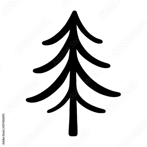 Minimalist black pine tree silhouette vector