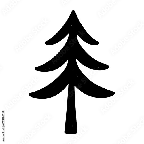 Minimalist evergreen tree silhouette vector