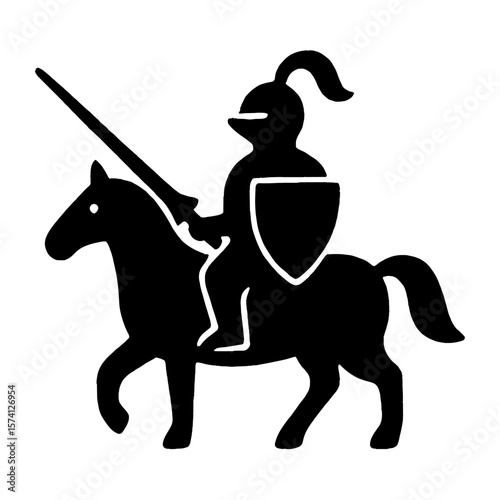 Medieval knight silhouette illustration vector