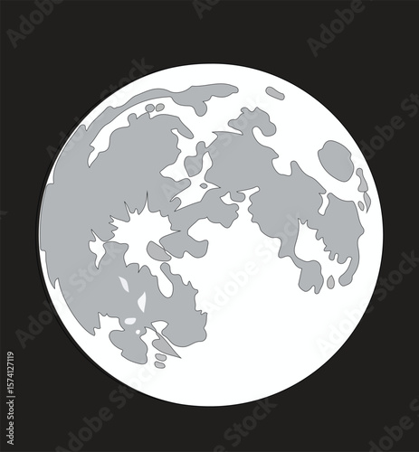  full moon with crater texture in flat design