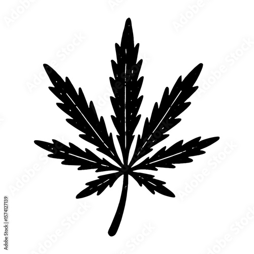 Black cannabis leaf silhouette illustration vector