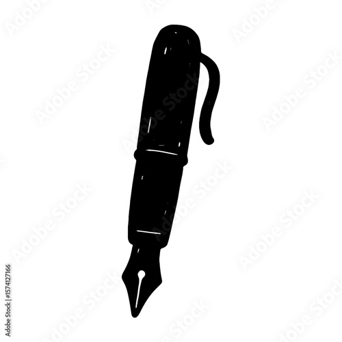 Elegant fountain pen silhouette vector
