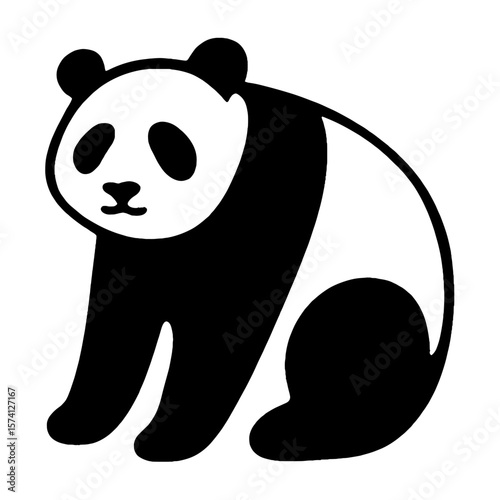 Minimalist panda silhouette illustration vector