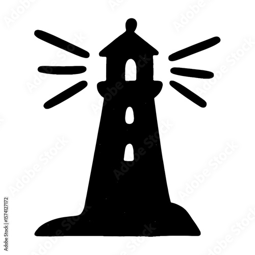 Beacon silhouette guiding ships vector