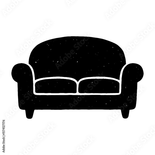 Minimalist black sofa silhouette illustration vector
