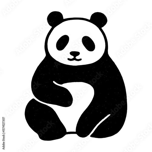 Cute panda silhouette illustration vector
