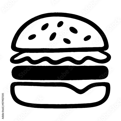 Minimalist burger line art vector