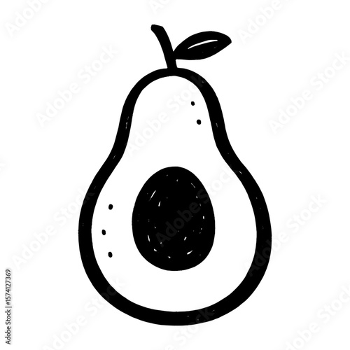 Minimalist avocado line art vector