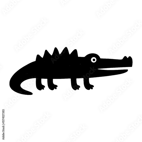Cartoon crocodile silhouette illustration vector