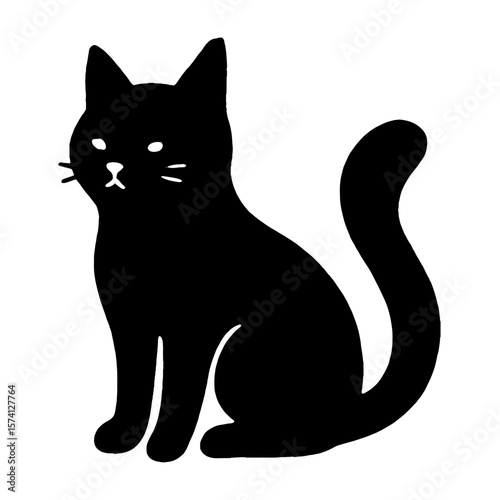 Elegant black cat silhouette illustration vector