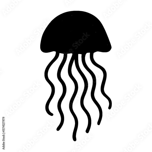 Minimalist jellyfish silhouette design vector